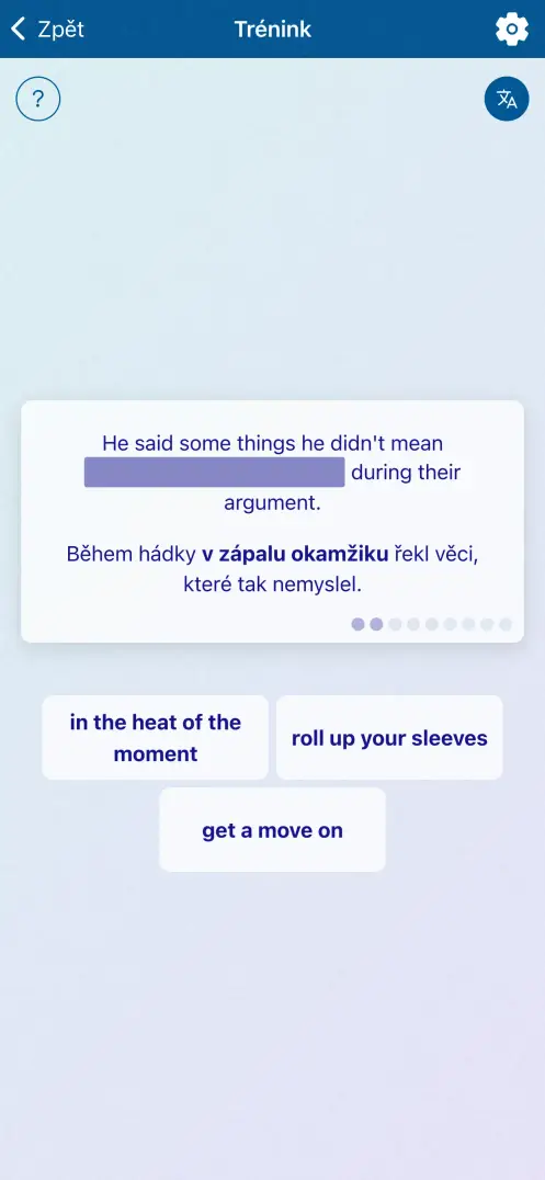 Snímek obrazovky aplikace