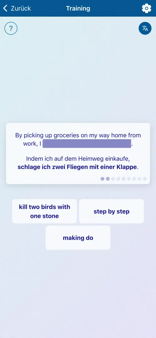 Screenshot der App