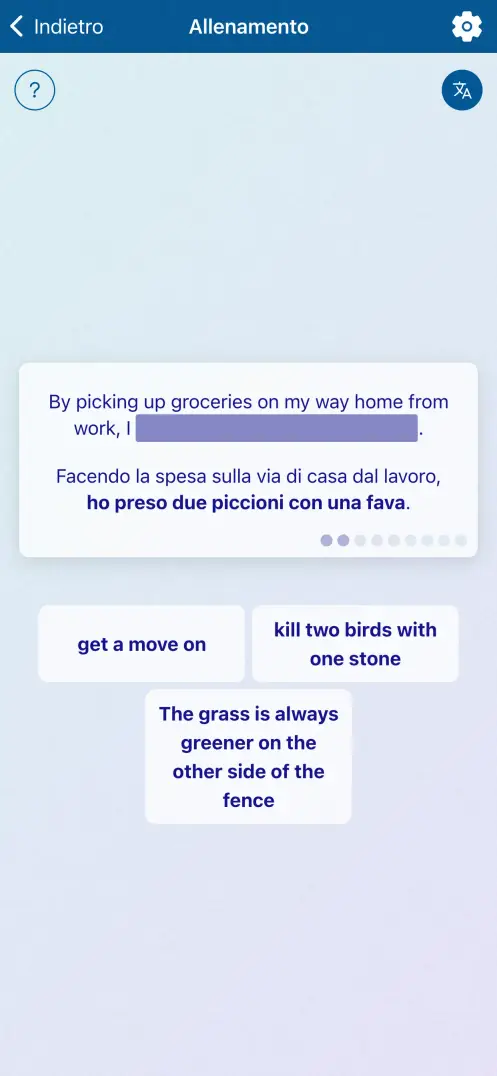 Schermata dell'app