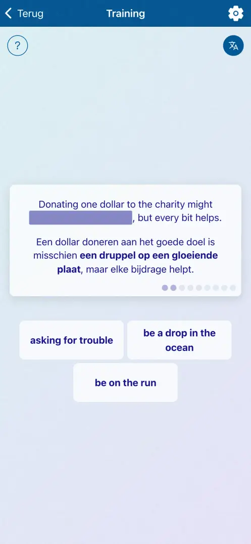 Schermafbeelding van de app
