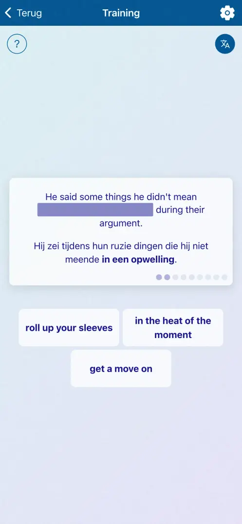 Schermafbeelding van de app