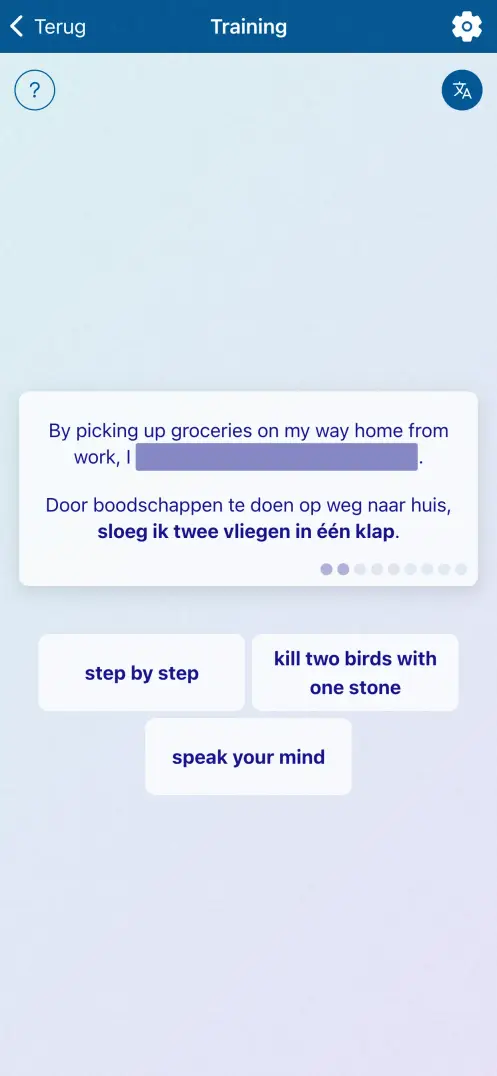 Schermafbeelding van de app