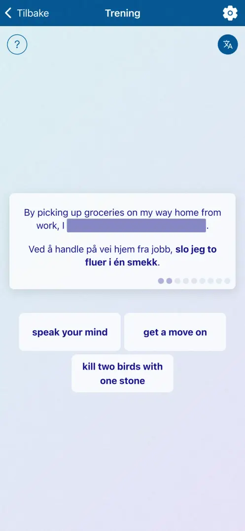 Skjermbilde av appen