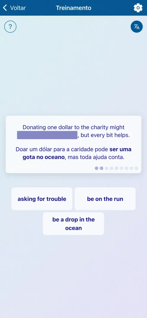 Captura de ecrã do app