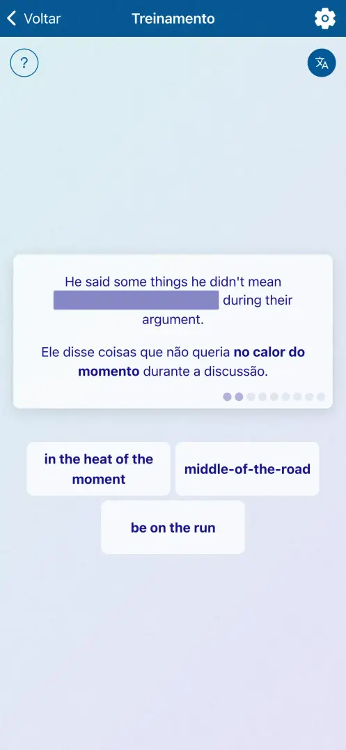 Captura de ecrã do app