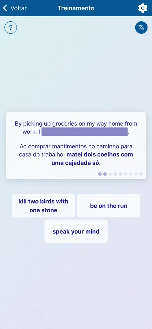 Captura de ecrã do app
