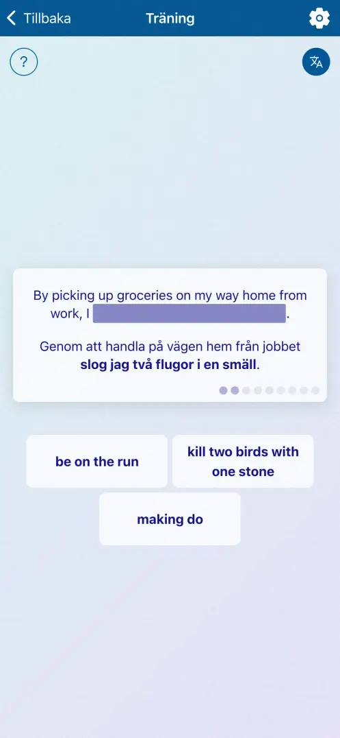 Skärmbild från appen