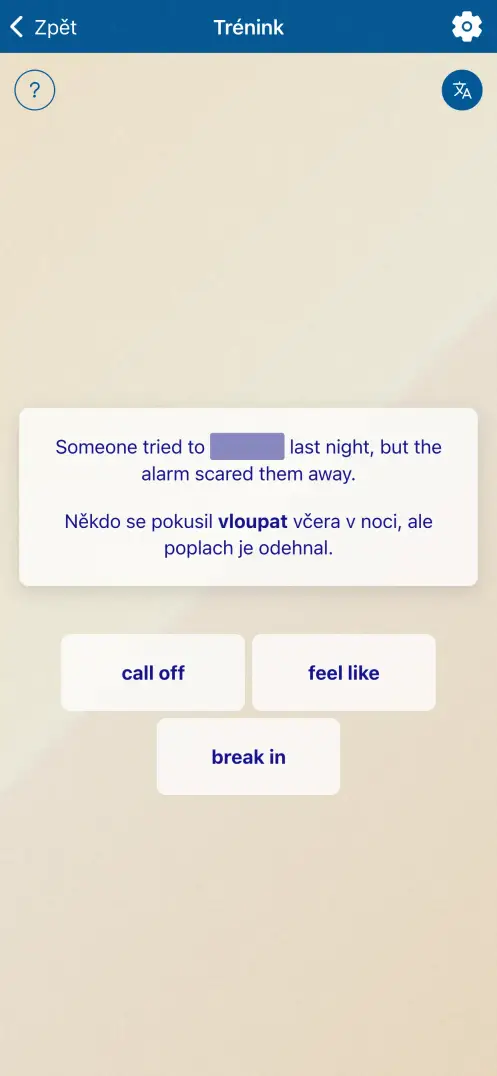 Snímek obrazovky aplikace