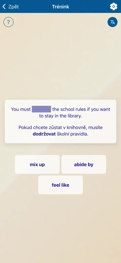 Snímek obrazovky aplikace