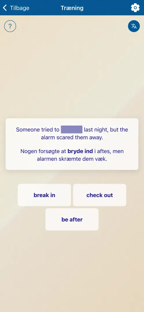 Skærmbillede af appen