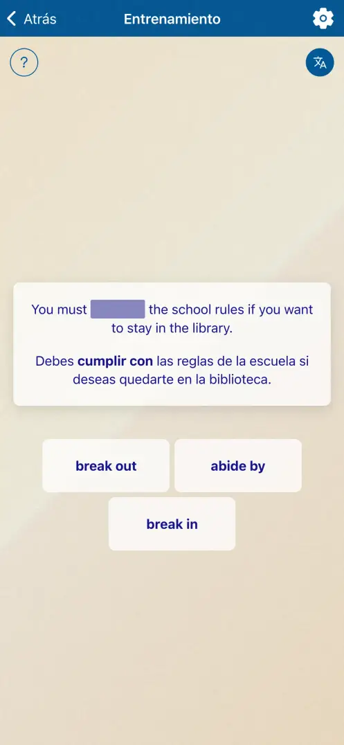 Captura de pantalla de la aplicación