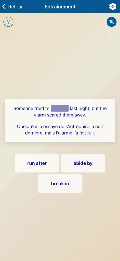Capture d’écran de l’application