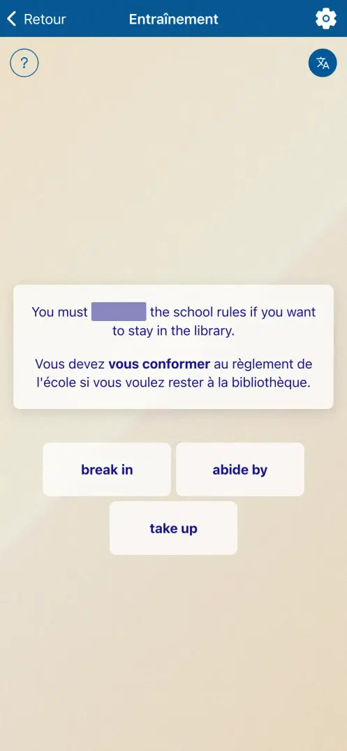 Capture d’écran de l’application