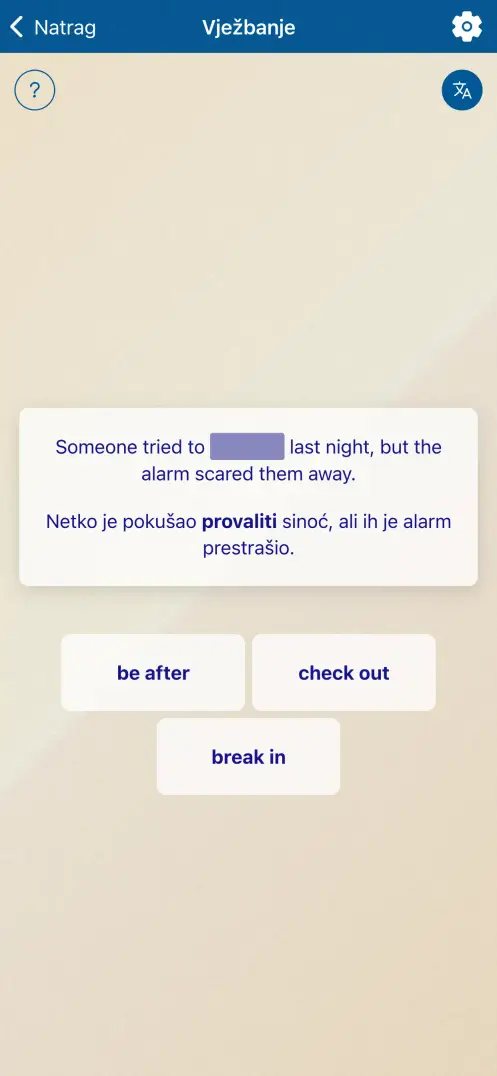 Snimka zaslona aplikacije