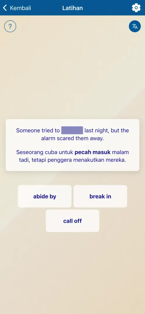 Tangkapan skrin aplikasi