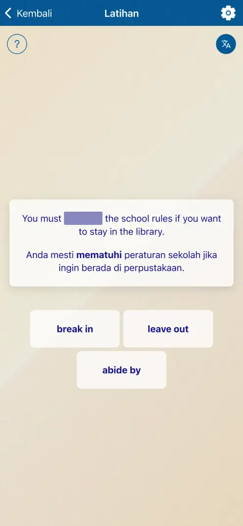 Tangkapan skrin aplikasi