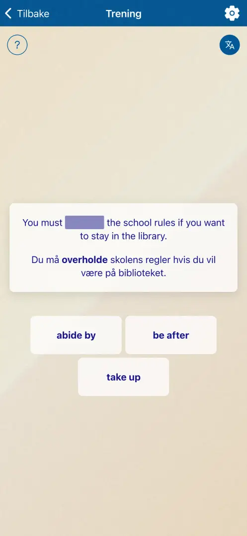 Skjermbilde av appen