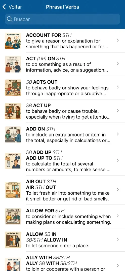 Captura de ecrã do app