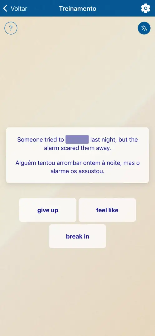 Captura de ecrã do app