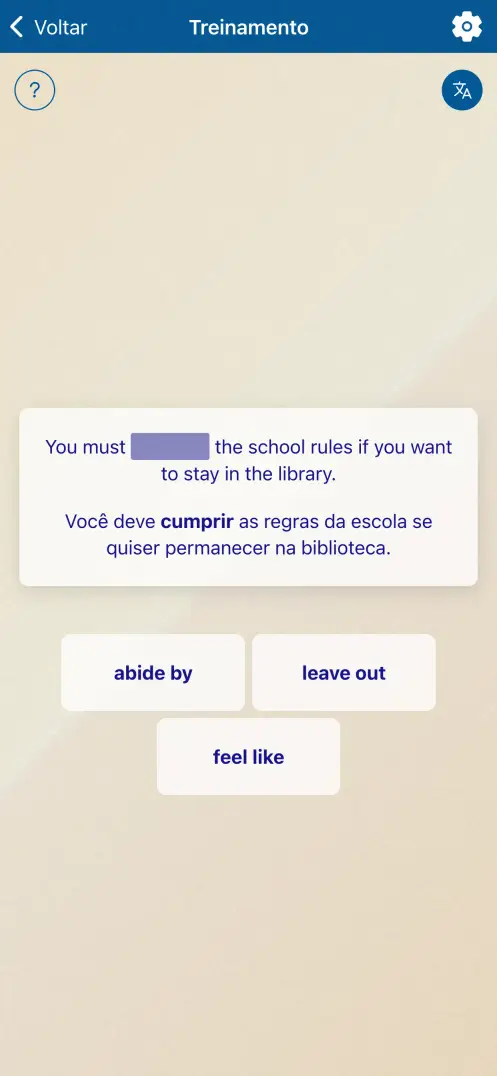 Captura de ecrã do app