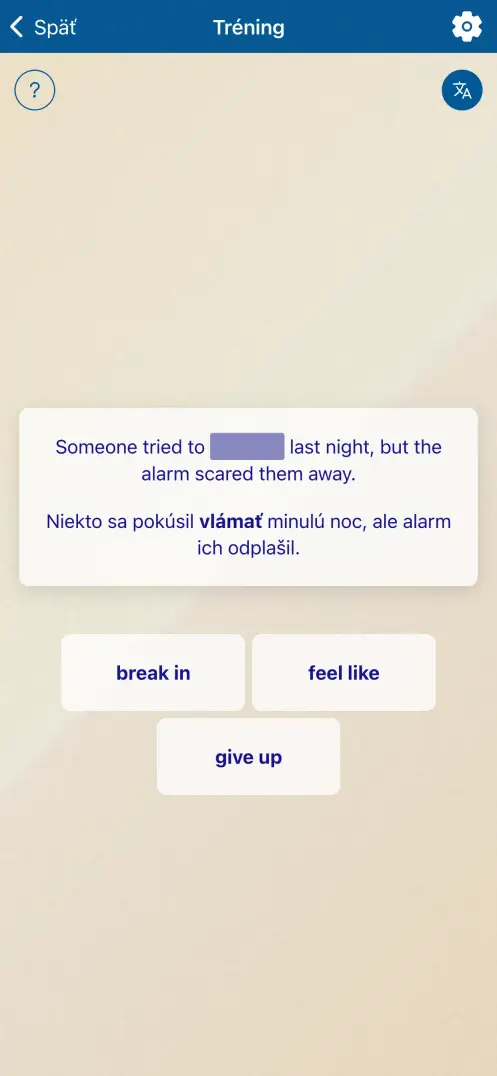 Snímka obrazovky aplikácie