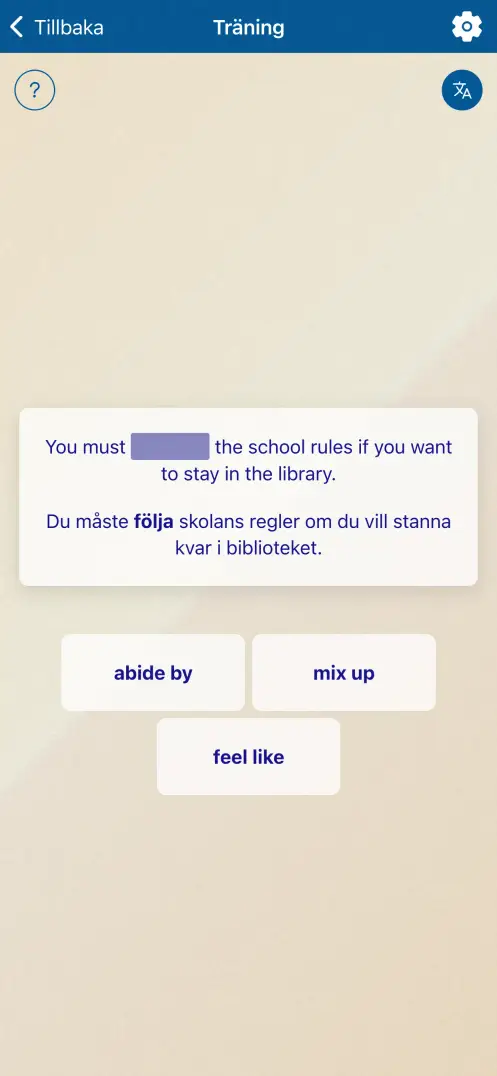 Skärmbild från appen